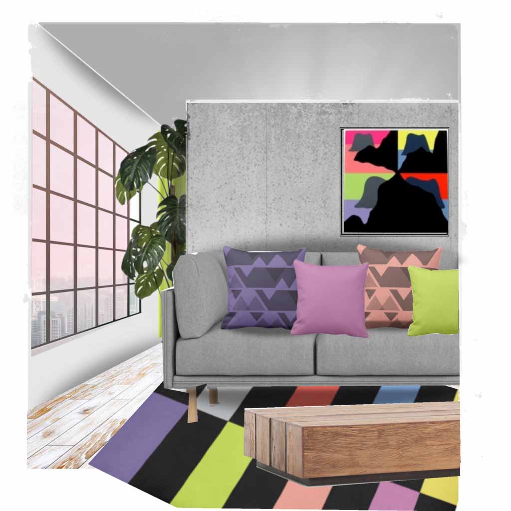 The Colorful Living Room In A Loft Like Space