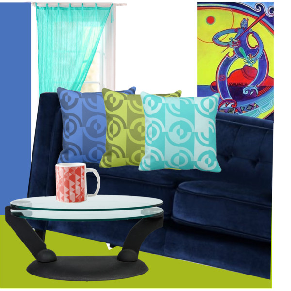 Tangaroa Linked with Blue and Lime Home Decor