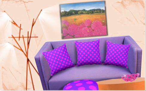 Orange Purple Pink Living Room Decor