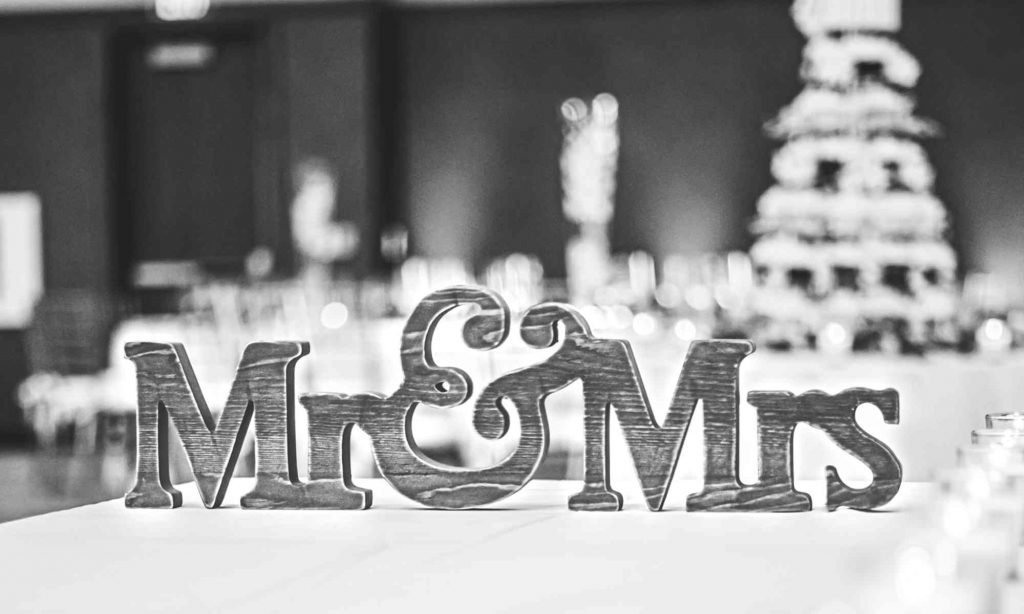 Mr. and Mrs. wedding day decor