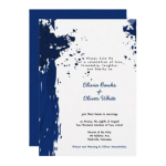 blue splatter wedding invitation