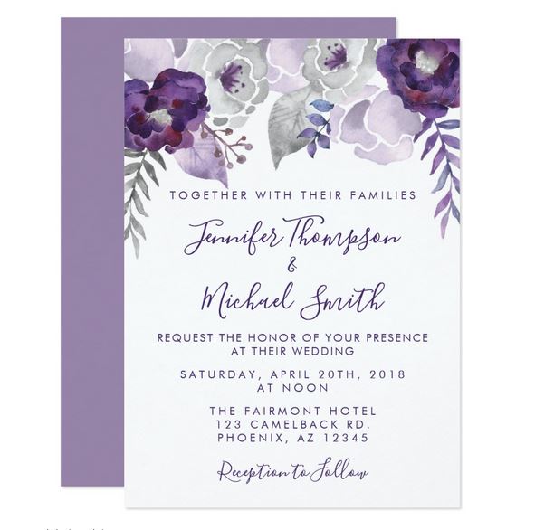 Lavender Watercolor Wedding Invitation by Melissa Williams