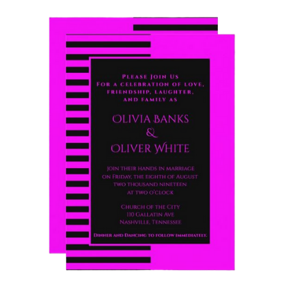 pink striped wedding invitation