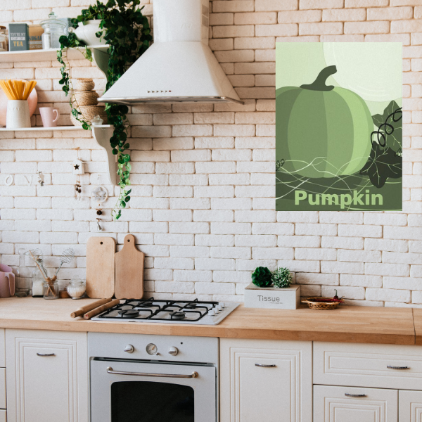 Green pumpkin wall decor for country style kitchen