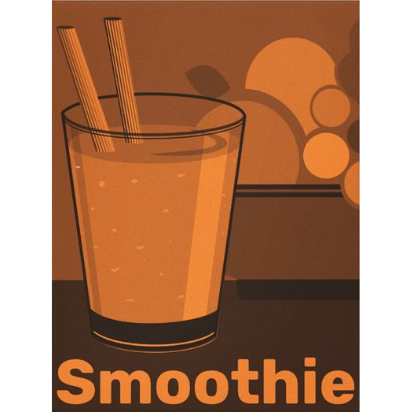 Orange smoothie, fruit kitchen decor