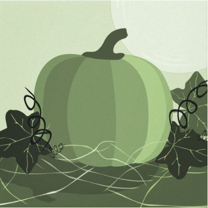 Green pumpkin poster autumn kitchen wall decor