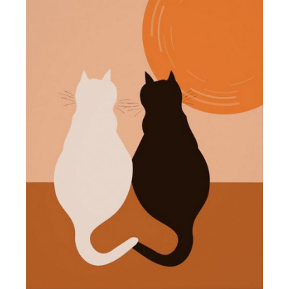 Orange modern cat wall decor