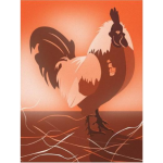Orange-Red Rooster At Sunset, Canvas Print