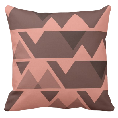 Sandy-orange triangle repeat pattern on square throw pillow