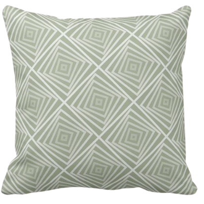 grey pillow with nested square spiral pattern