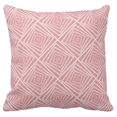 pink pillow with nested square spiral pattern