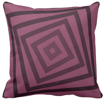 purple pillow with nested square spiral pattern