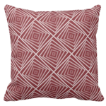 Red Pillow With Nested Square Spiral Pattern