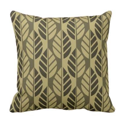 brown throw pillow with leaves pattern