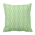 Green pillow with leaves repeat pattern
