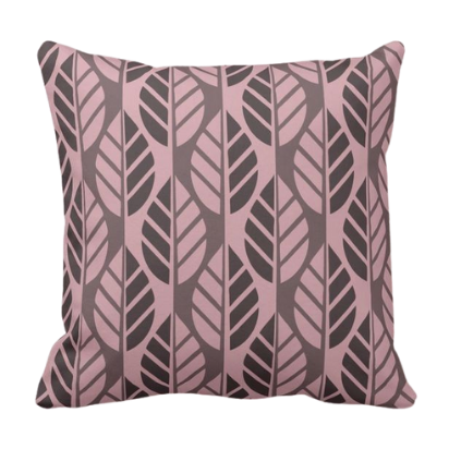 Pink pillow with leaves pattern