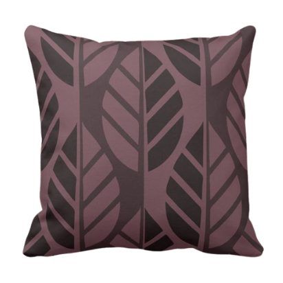 throw pillow with purple leaf pattern