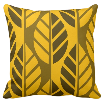 Leaf pattern design on yellow pillow