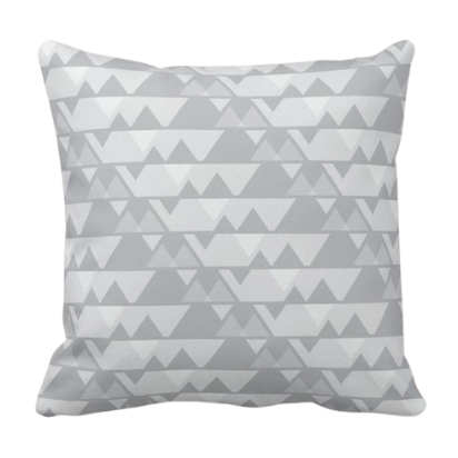Grey triangle repeat pattern on square throw cushion