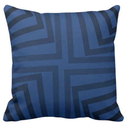 Cushion with geometric angular pattern in blue