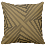 pillow with geometric angular pattern in brown