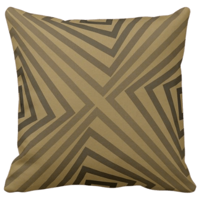 pillow with geometric angular pattern in brown