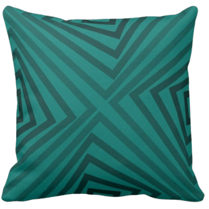 pillow with geometric angular pattern in green