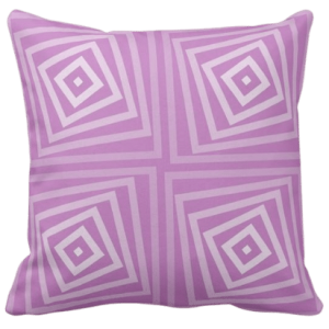 20 inch by 20 inch purple cushion with spiral box pattern