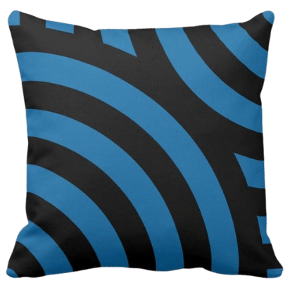 throw pillow with blue and black waves pattern