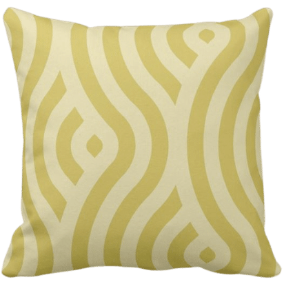 pillow with a golden-brown light circular wave pattern