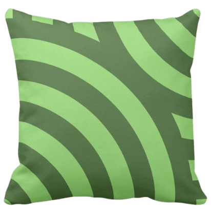 pillow with a green circular wave pattern