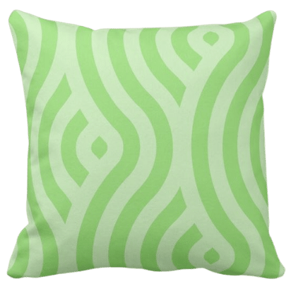 pillow with a green circular wave pattern