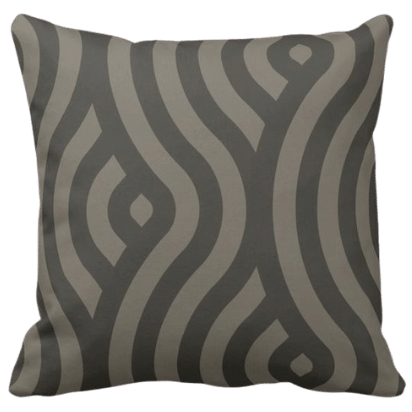 pillow with a grey circular pattern