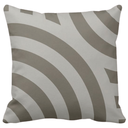 throw pillow with grey circular pattern 