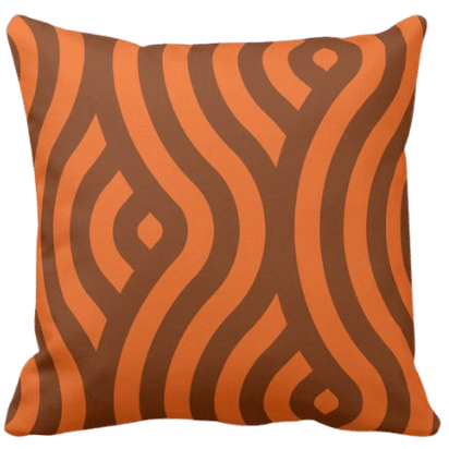 accent pillow with orange seamless wave pattern