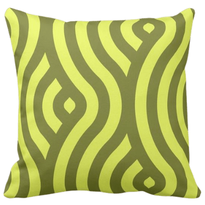 throw pillow with yellow wave pattern
