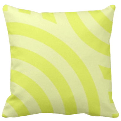 throw pillow with yellow circular pattern