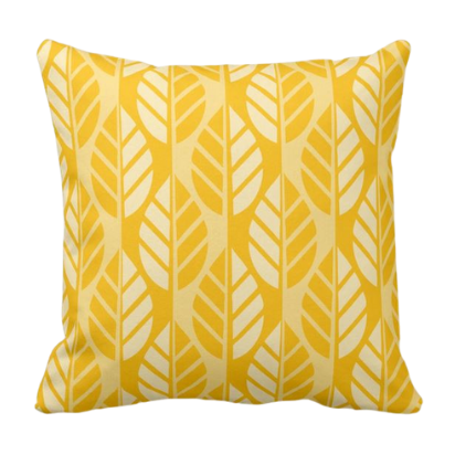 Throw Pillow With Yellow Leaves Pattern Design