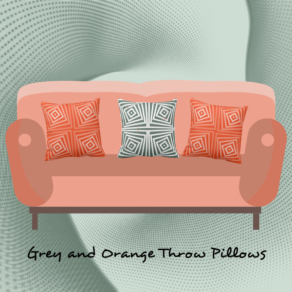 Grey and orange cushions