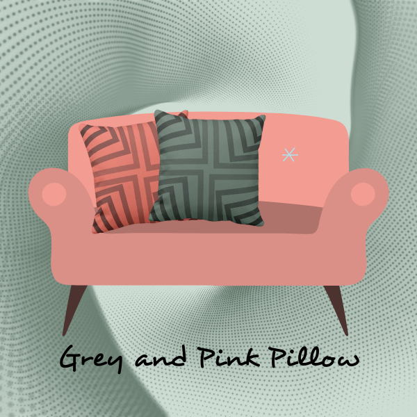 Grey and pink pillows on pink armchair