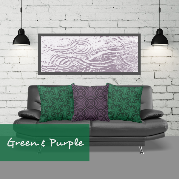 Green and purple nested geometric circle pillow