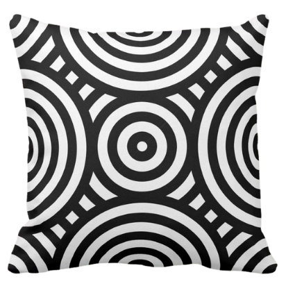 Black and white tribal style pattern with a nested circular pattern