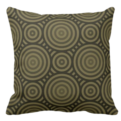 in shades of brown throw pillow with a geometric circular pattern