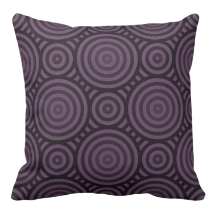 in shades of purple throw pillow with a nested circular pattern