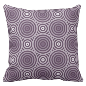 in shades of purple throw pillow with a nested circular pattern