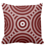 in shades of red throw pillow with a nested circular pattern