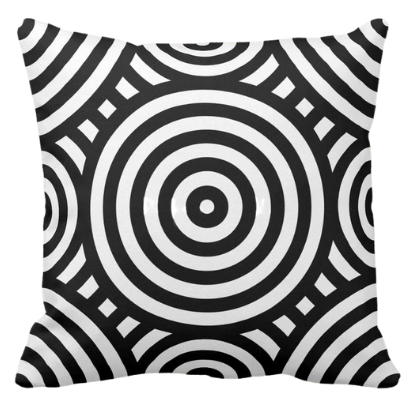 Black and white tribal style pattern with a nested circular pattern 