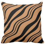 Black Wavy Stripes Pattern Decorating A Brown Pillow