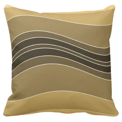 Yellow Wavy Stripes Pattern Decorating A Pillow Giving a Stone Sediment Impression