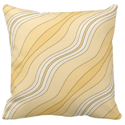 Yellow Wavy Stripes Pattern Decorating A Pillow Giving a Stone Sediment Impression